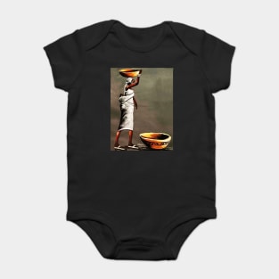 African Woman Carrying Bowl, Black History Art Baby Bodysuit